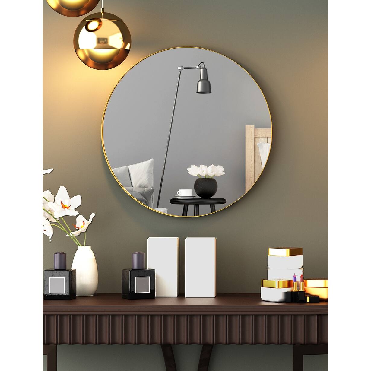 24" Metal Round Wall Mirror,Gold Bed Bath & Beyond 37523760